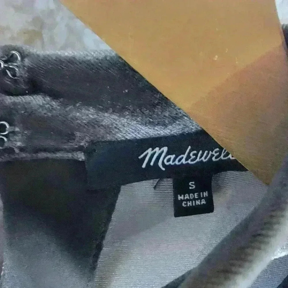Madewell Top Womens Small Dark Brown Silk Blend Velvet Choker Gothic Metallic - Picture 5 of 10